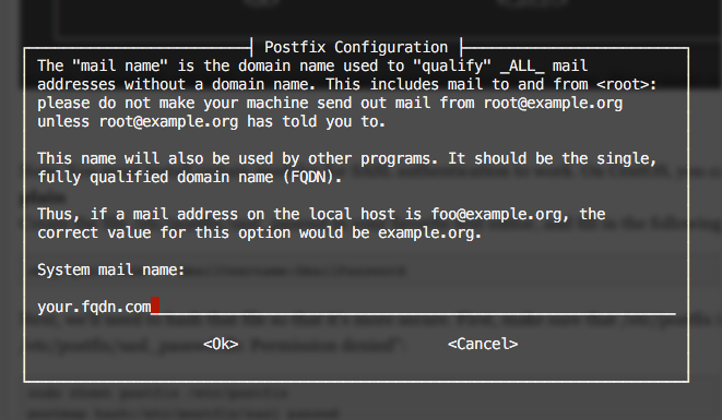 Postfix enter the FQDN